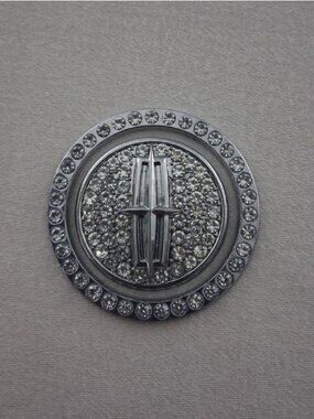 Lincoln Emblem Start Button Cover Rhinestone Silver Toned Metal Ring And Cap.